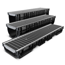 Load image into Gallery viewer, 8" Plastic trench drain (BASE 200P), galvanized steel ADA grate, B class