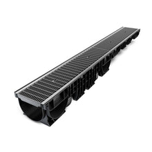 Load image into Gallery viewer, 8" Plastic trench drain (BASE 200P), galvanized steel ADA grate, B class