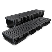 Load image into Gallery viewer, 8" Plastic trench drain (BASE 200P), ductile cast iron grate ADA/Heel Proof, C class