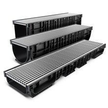 Charger l'image dans la galerie, 8" Plastic trench drain (BASE 200P), Stainless steel grate (Heel proof), A class