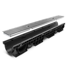 Load image into Gallery viewer, 4" Plastic trench drain (BASE 100P), stainless grate Heel Proof, A Class