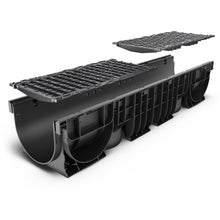 Load image into Gallery viewer, 8" Plastic trench drain (BASE 200P), ductile cast iron grate, C class