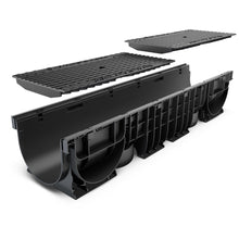 Load image into Gallery viewer, 8" Plastic trench drain (BASE 200P), ductile cast iron grate ADA/Heel Proof, C class
