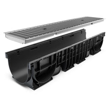 Load image into Gallery viewer, 8" Plastic trench drain (BASE 200P), Stainless steel grate "Mesh" (ADA), B class
