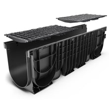 Load image into Gallery viewer, 8" Plastic trench drain (BASE 200P), ductile cast iron grate, C class