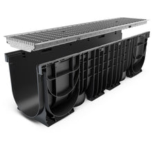Load image into Gallery viewer, 8" Plastic trench drain (BASE 200P), galvanized steel ADA grate, B class