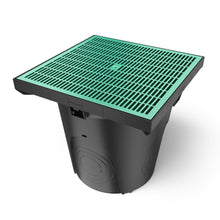 Load image into Gallery viewer, 22x22 Plastic NEO catch basin (BASE 550-CBP), green plastic grate, A Class