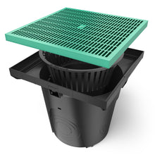 Load image into Gallery viewer, 22x22 Plastic NEO catch basin (BASE 550-CBP), green plastic grate, A Class