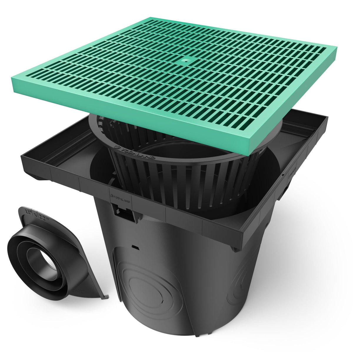 22x22 Plastic NEO catch basin (NEO 550-CBP), green plastic grate