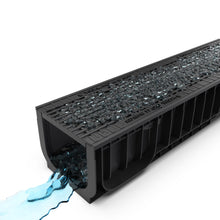 Load image into Gallery viewer, 8” Plastic trench drain (BASE 200P), cast iron grate ADA, C Class