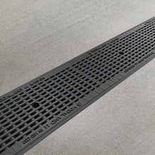 Load image into Gallery viewer, 8” Plastic trench drain (BASE 200P), cast iron grate ADA, C Class