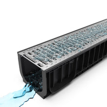 Load image into Gallery viewer, 8" Plastic trench drain (BASE 200P), galvanized steel grate, A class