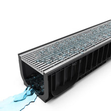 Load image into Gallery viewer, 8" Plastic trench drain (BASE 200P), galvanized steel grate "mesh" ADA/Heel Proof, A class