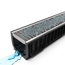 Load image into Gallery viewer, 8" Plastic trench drain (BASE 200P), stainless steel "mesh" grate ADA, B class