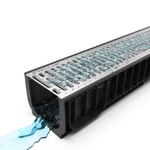 Load image into Gallery viewer, 8" Plastic trench drain (BASE 200P), stainless steel grate, A class