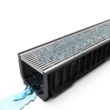 Load image into Gallery viewer, 8" Plastic trench drain (BASE 200P), stainless steel grate "mesh" Heel Proof, A class