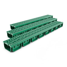 Load image into Gallery viewer, 4" EASY 2 plastic trench drain, plastic grate (green)