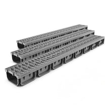 Load image into Gallery viewer, 4" EASY 2 plastic trench drain, plastic grate (dark gray)