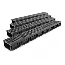 Load image into Gallery viewer, 4" EASY 2 plastic trench drain, plastic grate (black)