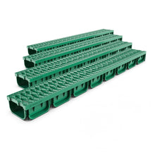 Load image into Gallery viewer, 4" EASY 2 plastic trench drain, plastic grate (green)