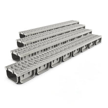 Load image into Gallery viewer, 4" EASY 2 plastic trench drain, plastic grate (light gray)