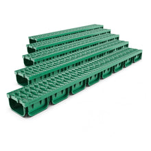 Load image into Gallery viewer, 4" EASY 2 plastic trench drain, plastic grate (green)