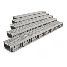 Load image into Gallery viewer, 4" EASY 2 plastic trench drain, plastic grate (light gray)