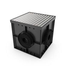 Charger l'image dans la galerie, 16x16 Plastic catch basin (BASE 400-CBP), stainless steel grate ADA/Heel-proof, B Class