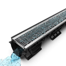 Load image into Gallery viewer, 4" Plastic trench drain (BASE 100P), galvanized grate ADA, B class