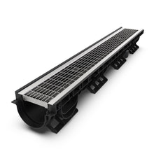Load image into Gallery viewer, 4" Plastic trench drain (BASE 100P), stainless grate ADA, B class