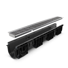 Load image into Gallery viewer, 4" Plastic trench drain (BASE 100P), stainless grate "no-slip", B class