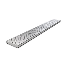 Load image into Gallery viewer, 4" Plastic trench drain (BASE 100P-HE), stainless grate perforated (round holes), C Class