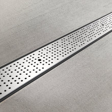 Load image into Gallery viewer, 4" Plastic trench drain (BASE 100P-HE), stainless grate perforated (round holes), C Class