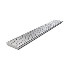 Load image into Gallery viewer, 4" Plastic trench drain (BASE 100P-HE), stainless grate perforated (square holes), B Class
