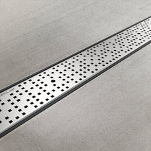 Load image into Gallery viewer, 4" Plastic trench drain (BASE 100P-HE), stainless grate perforated (square holes), B Class