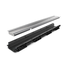 Load image into Gallery viewer, 4" Plastic trench drain (BASE 100P) stainless grate "double-slotted", B class