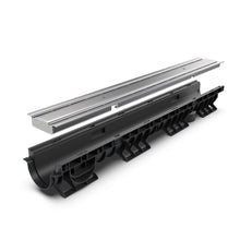 Load image into Gallery viewer, 4" Plastic trench drain (BASE 100P) stainless grate "double-slotted", B class