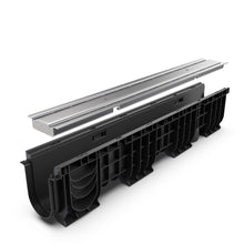 Load image into Gallery viewer, 4" Plastic trench drain (BASE 100P) stainless grate "double-slotted", B class