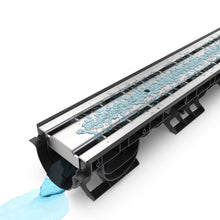 Load image into Gallery viewer, 4" Plastic trench drain (BASE 100P) stainless grate "double-slotted", B class