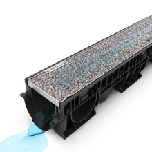 Charger l'image dans la galerie, 4" Plastic trench drain (BASE 100P-HE), gravel grate (light), A Class