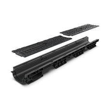 Load image into Gallery viewer, 4" Plastic trench drain (BASE 100P), cast iron grate "terrain", C class