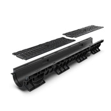 Load image into Gallery viewer, 4" Plastic trench drain (BASE 100P), cast iron grate "terrain", C class