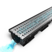 Load image into Gallery viewer, 4" Plastic trench drain (BASE 100P), galvanized grate "perforated" ADA/Heel Proof, A Class