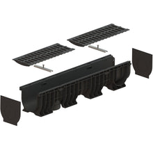 Load image into Gallery viewer, 6" Plastic trench drain (BASE 150P), cast iron grate, C class