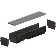 Load image into Gallery viewer, 8" Plastic trench drain (BASE 200P), galvanized steel grate "mesh" ADA/Heel Proof, A class