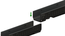 Load image into Gallery viewer, 8” Base plastic trench drain w/ cast iron grate (ADA), C Class