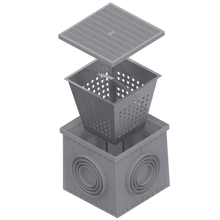 Load image into Gallery viewer, 22x22 Plastic catch basin (BASE 550-CBP), gray plastic grate, A Class