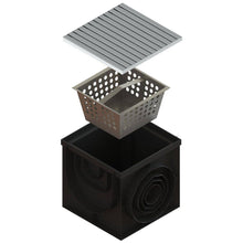 Load image into Gallery viewer, 16x16 Plastic catch basin (BASE 400-CBP), stainless steel grate ADA/Heel-proof, B Class
