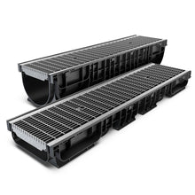Load image into Gallery viewer, 8" Plastic trench drain (BASE 200P), galvanized steel ADA grate, B class