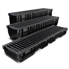 Load image into Gallery viewer, 8" Plastic trench drain (BASE 200P), ductile cast iron grate, C class